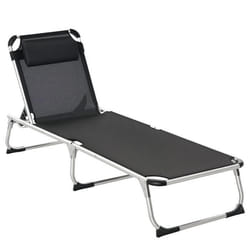 Outsunny - chaise longue - Aluminium - 165x60x76cm - Noir