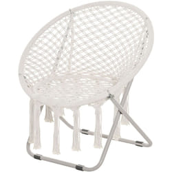 Outsunny - Loveuse fauteuil rond de jardin fauteuil lune papasan pliable grand confort macramé coton polyester beige
