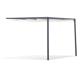 Outsunny - Pergola adossable retractable dim. 3L x 3l x 2,3H m pavillon de jardin toile polyester haute densité crème structure métal époxy gris