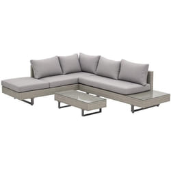 Ensemble salon de jardin - Outsunny - dangle 5 places contemporain coussins déhoussables table basse - résine tressée - gris