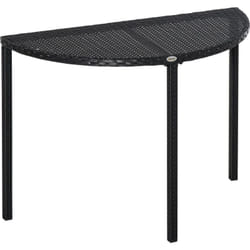 Outsunny - Table de jardin demi cercle - table de balcon demi lune - dim. 100L x 50l x 74H cm résine tressée 4 fils imitation rotin noir