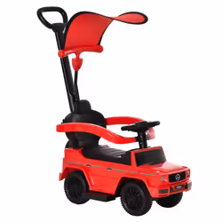 Porteur enfants voiture enfant multi-équipée 12-36 mois klaxon marche-pieds, garde-corps et ombrelle rouge