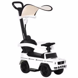 Porteur enfants voiture enfant multi-équipée 12-36 mois klaxon marche-pieds, garde-corps et ombrelle blanc