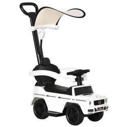 Porteur enfants voiture enfant multi-équipée 12-36 mois klaxon marche-pieds, garde-corps et ombrelle blanc