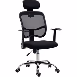 Fauteuil de bureau manager grand confort chaise de bureau réglable dossier inclinable piètement chromé tissu maille polyester noir - Vinsetto