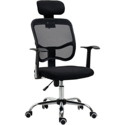 Fauteuil de bureau manager grand confort chaise de bureau réglable dossier inclinable piètement chromé tissu maille polyester noir - Vinsetto