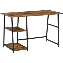 Bureau informatique design industriel 2 étagères panneaux particules aspect vieux bois acier noir