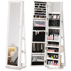 Homcom - Armoire à bijoux pivotante verrouillable avec miroir - armoire bijoux multi-rangement - mdf gris clair