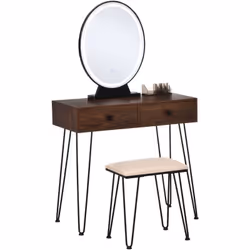 Description générale Place à la coquetterie avec cette magnifique coiffeuse ! Fabriquée en MDF avec châssis métal, elle vous  ...