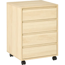Homcom - Caisson de bureau rangement bureau sur roulettes 4 tiroirs coulissants mdf aspect bois clair