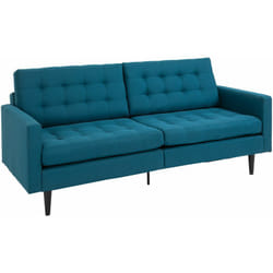 Homcom - Canapé convertible 2 places design contemporain dossier inclinable indépendamment 3 positions lin bleu canard
