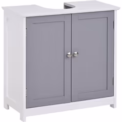 Description générale Ce meuble vasque de salle de bain au style contemporain bicolore gris et blanc, équipé d'un placard à 2  ...
