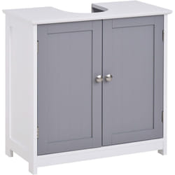 Kleankin - Meuble salle de bain - meuble sous-vasque - placard 2 portes avec étagère - dim. 60L x 30l x 60H cm - mdf gris blanc
