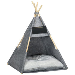 PawHut Tente tipi pour animaux - teepee chat ou chien - coussin épais grand confort inclus - structure bois de pin feutre peluche