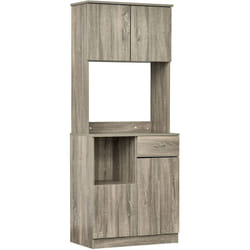 Armoire de cuisine multi-rangements 3 placards 2 niches tiroir panneaux particules classe E1 aspect chêne gris - Homcom