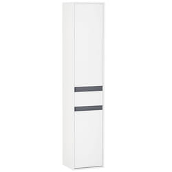 Meuble colonne - HOMCOM - rangement salle de bain 2 placards 3 étagères tiroir coulissant - MDF - blanc