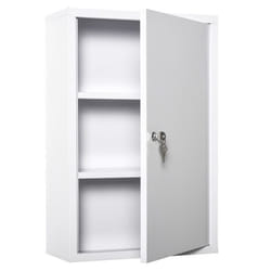 Armoire à pharmacie - kleankin - 2 étagères 3 niveaux verrouillable meuble rangement - métal - 40x18x60cm - blanc