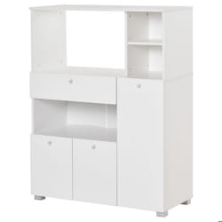 Meuble de cuisine multi-rangements 2 placards 4 niches tiroir coulissant dim. 90L x 40l x 120H cm panneaux particules blanc