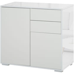 Commode buffet meuble de rangement 2 tiroirs 2 portes avec étagère 79 x 36 x 74 cm blanc