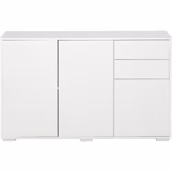 Description générale Ce meuble de rangement est à la fois pratique et élégant. Avec 2 tiroirs coulissants et 2 placards (un d ...