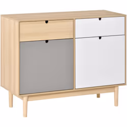 Ce superbe buffet style scandinave doté de 2 placards et de 2 tiroirs coulissants vous permettra de ranger vaiselles et/ou ac ...