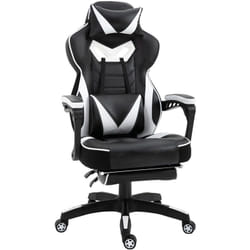 Vinsetto - Fauteuil de bureau gamer style baquet racing - pivotant, inclinable - coussin lombaire, tétière, repose-pieds inclus - revêtement