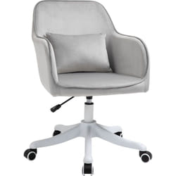 Homcom - Chaise de bureau velours fauteuil bureau massant coussin lombaire intégré hauteur réglable pivotante 360° gris clair
