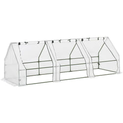Outsunny - Mini serre de jardin serre à tomates 270L x 90l x 90H cm acier pe haute densité 140 g/m² anti-UV 3 fenêtres avec zip enroulables blanc