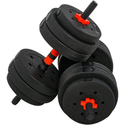 Homcom - Ensemble d'haltères courtes total 25 Kg - barres incluses - entraînement musculaire & haltérophilie - acier hdpe noir rouge