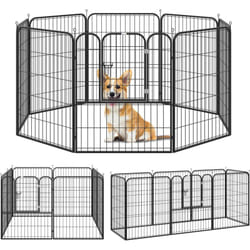Pawhut - Luxe parc enclos modulable pour chien 8 panneaux porte verrouillable acier époxy noir