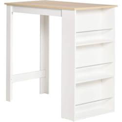 Homcom - Table de bar table haute de cuisine mange-debout comptoir - 3 étagères - aspect chêne clair blanc
