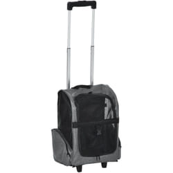 2 en 1 trolley chariot sac à dos sac de transport à roulettes pour chien chat gris