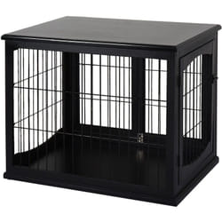 Cage pour chien animaux cage en bois mdf classe E1 3 portes verrouillables max. 30 Kg dim. 81L x 58l x 66H cm noir