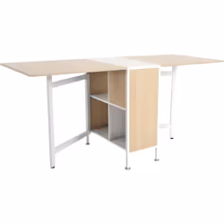 Homcom - Table pliable de cuisine salle à manger 4 niches intégrées dim. dépliées 169L x 62l x 75H cm mdf chêne clair acier blanc