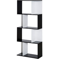 Homcom - Bibliothèque étagère meuble de rangement design contemporain en s 4 étagères 60L x 24l x 148H cm noir blanc