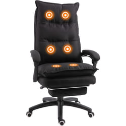 Homcom - Fauteuil de bureau direction massant hauteur réglable dossier inclinable repose-pied intégré toile de lin noir