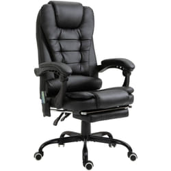 Vinsetto - Fauteuil de bureau direction massant hauteur réglable dossier inclinable repose-pied + coussin lombaires intégrés revêtement synthétique