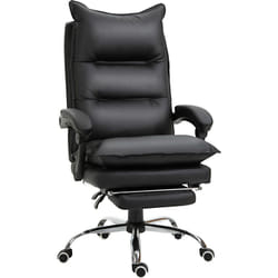 Fauteuil de bureau direction hauteur réglable dossier inclinable repose-pied intégré revêtement synthétique noir