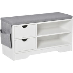Homcom - Meuble chaussures et banc à chaussures avec coussin gris 2 étagères et 2 tiroirs mdf 80,5 x 30,5 x 43,5 cm gris et blanc
