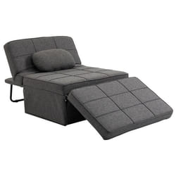 Chauffeuse 1 place - HOMCOM - 4-en-1 fauteuil lit convertible pouf inclinable 5 niveaux - métal lin - 200 kg - gris