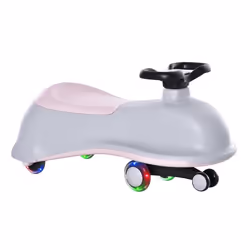 Porteur Enfant - HOMCOM - Voiture dandineuse - 4 Roues PU Lumineuses LED - métal PP Gris Rose