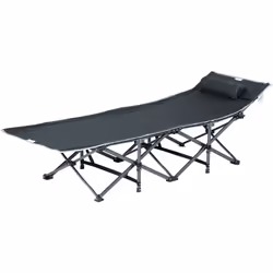 Ce superbe lit de camp pliable vous permettra de passer de bonnes nuits à l'occasion de vos vacances au camping, lors d'un fe ...