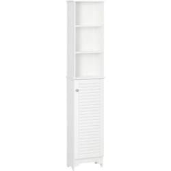 Homcom - Meuble colonne salle de bain 3 niches placard porte persienne 3 étagères mdf panneaux de particules blanc