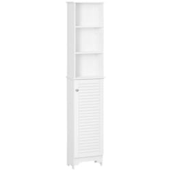 Meuble colonne - HOMCOM - salle de bain 3 niches placard porte persienne 3 étagères rangement - MDF - 30x30x144cm - blanc