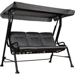 Balancelle de jardin 3 places grand confort toit inclinaison réglable épais coussins amovibles polyester acier époxy gris noir