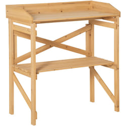 Outsunny - Table de rempotage jardinage - étagère à lattes - plateau avec rebords - bois sapin pré-huilé