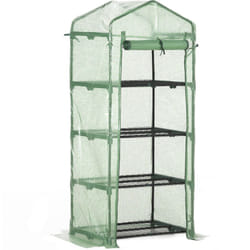 Outsunny - Serre de jardin balcon étagère serre 4 niveaux 0,7L x 0,5l x 1,6H m acier galvanisé bâche amovible pe haute densité vert