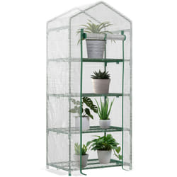 Outsunny - Serre de jardin balcon étagère serre 4 niveaux 0,7L x 0,5l x 1,6H m acier galvanisé bâche amovible pe haute densité blanc