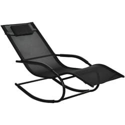 Outsunny - Chaise longue à bascule - rocking chair design - tétière, accoudoirs, assise dossier ergonomique - métal époxy textilène noir