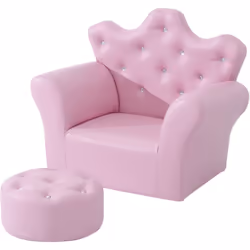 Description générale Cet ensemble fauteuil et pouf enfant au design couronne de princesse est parfait pour créer un coin salo ...
